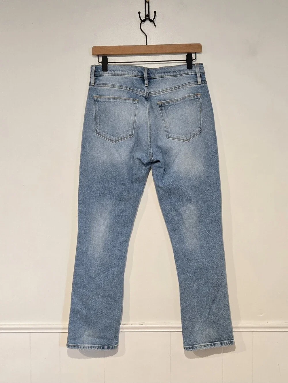 Frame Le High Straight Leg Jeans Demarco Rips Distressed Cropped Denim Size 27 - Picture 8 of 11